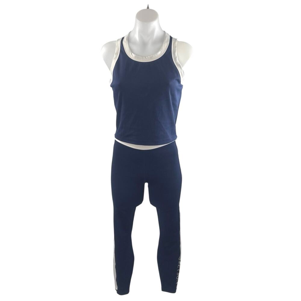 Greyson Luna Blue Tank Top Leggings Yoga Gym Workout Athletic Activewear Set M